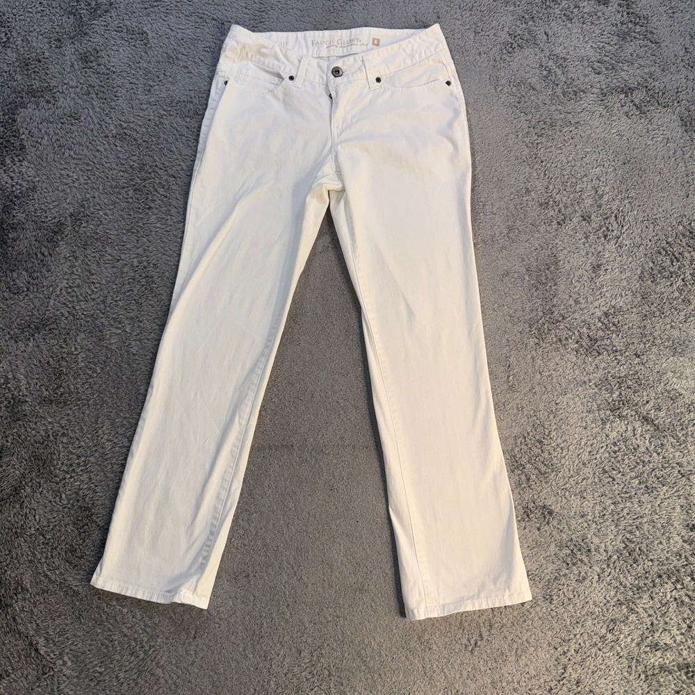 Faded Glory White Straight Leg Jeans Womens Size 6P Stretch Cotton Denim Pant